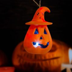   Halloween-i LED lámpa - felakasztható - narancs / fekete - elemes