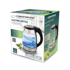   Elegáns Elektromos Vízforraló Üvegből LED Fényeffekttel 1.7 L Yosemite - Esperanza - EKK012