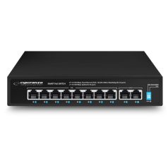   Esperanza 8 portos PoE Ethernet kapcsoló + 2 Uplink port, 10/100 sebességgel, Spotter funkcióval - ENS106