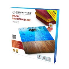   Esperanza digitális fürdőszobai mérleg - Waikiki design, üveg felülettel, 150 kg-ig mérés, LCD kijelzővel - EBS011