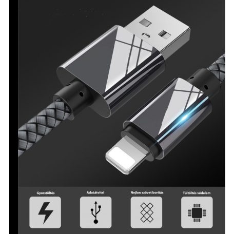 Extra strapabíró 1 méteres Lightning Iphone gyorstöltő és USB adatkábel