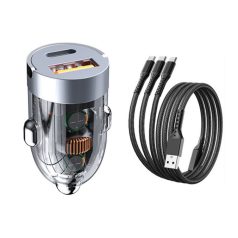   120 W autós töltő szett, kétportos autós töltőadapter + töltőkábel