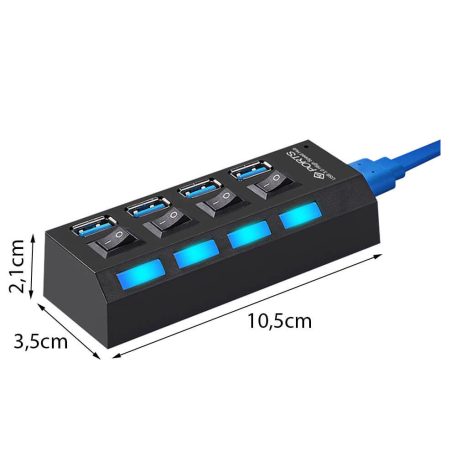 4 portos USB elosztó kapcsolókkal
