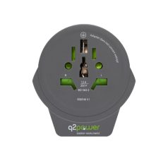   q2power 1.100110-TH utazóadapter, World to Europe USB, USB 5V 2.4A, max. 16 A, 250 V - 4000 W teljesítmény