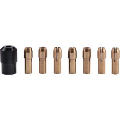   EXTOL CRAFT befogó tokmány klt., 8 db, befogás: 1-1,6-2-2,3-3-2×3,2 mm, M8×0,75 mm, a 404120, 404121, 8892201 mini köszörűgéphez