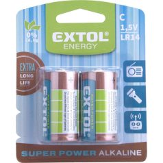   EXTOL ENERGY elem klt. 2 db, alkáli, 1,5V, méret: C (LR14); hosszú élettartam, bliszteren