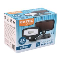   EXTOL LIGHT éjszakai készenléti LED lámpa, 0,4W, 16 LED; 100 Lm, napelem+szenzor, beépített Li-ion akkus, 500 mAh, falra szerelh