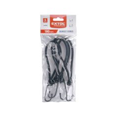   EXTOL PREMIUM leszorító gumipók klt. 4 db, 18 cm × 6 mm, kampóval, erős Latex gumi, takaróponyva rögzítéséhez