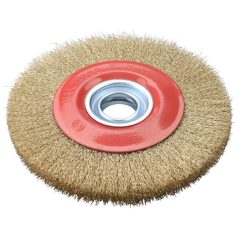  EXTOL CRAFT drótcsiszoló körkefe kettős köszörűre, 150mm, 32mm átm, műa. adapterek, hullámos szálú, rezezett acél