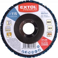   EXTOL PREMIUM csiszolókorong sarokcsiszolóhoz (négertárcsa), 115mm, 14 mm vastagság, üvegszálas hátlap, nylon és szilícium-kar