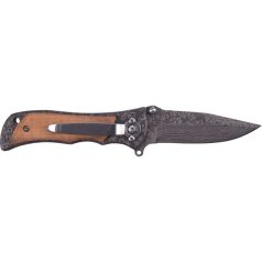   EXTOL PREMIUM zsebkés (bicska), rozsdamentes acél penge damaszk mintával, fa betétes nyél, teljes/összecsukott hossz.:160/90 mm