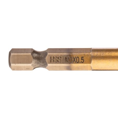 NEO TOOLS Gépi menetfúró, 2az1ben előfúró éllel, HSS-Titán, M3X0,5mm, hatszög szárral 08-949