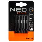 NEO TOOLS Torziós ütvecsavarozó bitek S2, 50mm, PZ2, 5db 09-579