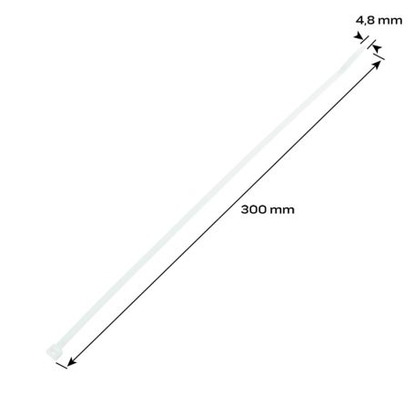 NEO TOOLS KÁBELKÖTEGELŐ, gyorskötöző, 4,8mm x 300mm, fehér, 75db 01-609