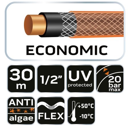 NEO TOOLS Locsolótömlő 1/2"x30 m, 4 rétegű ECONOMIC 15-801