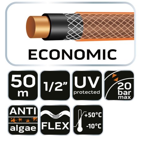 NEO TOOLS Locsolótömlő 1/2"x50 m, 4 rétegű ECONOMIC 15-802