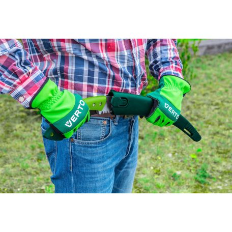 VERTO Ágvágó fűrész, fűrészlap: 350mm, 7 TPI, övre csatolható védőtokkal 15G101