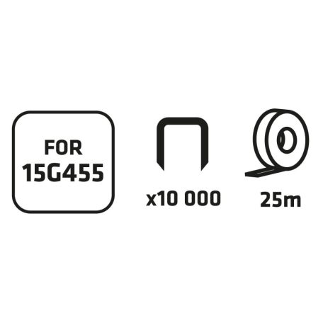VERTO Növénykötöző szalag + kapocs készlet 25m szalag + 10000 kapocs, 15G455-höz 15G456