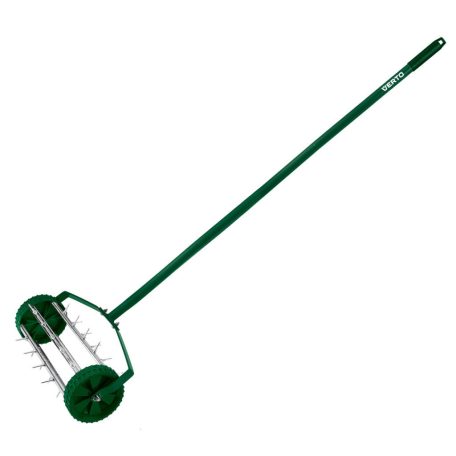 VERTO Fűszellőztető, gyepszellőztető, kézi, 27 tüske, 15 cm dobátmérő 15G539