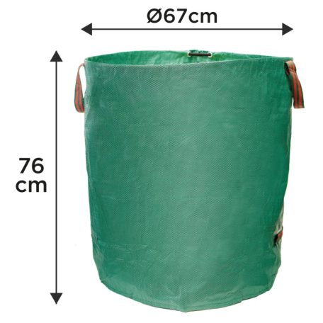 VERTO Kerti hulladék és levélgyűjtő zsák 270 L, 150 g/m2, PP, párnázott peremmel, 3 fogantyúval, 67 x 76cm 15G541