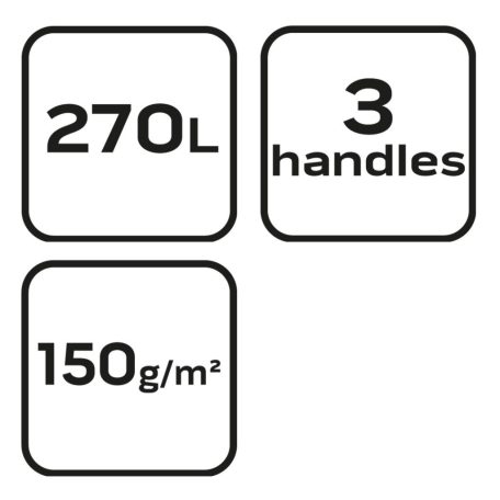 VERTO Kerti hulladék és levélgyűjtő zsák 270 L, 150 g/m2, PP, párnázott peremmel, 3 fogantyúval, 67 x 76cm 15G541