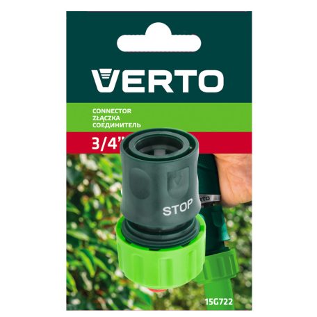 VERTO Tömlő gyorscsatlakozó 3/4" vizstoppos 15G723