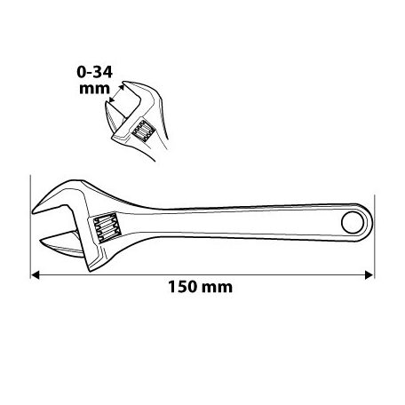 NEO TOOLS Állítható villáskulcs, csavarkulcs 150mm, 0-34mm 25 év garanciával 03-015
