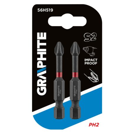 GRAPHITE Torziós ütvecsavarozó bit PH2x50mm, 2db 56H519