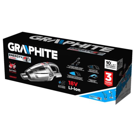 GRAPHITE Akkus kézi és padló porszívó 2az1-ben, Energy+ 18V, 3, 8kPa akku nélkül!!! 3 év garanciával 58G097