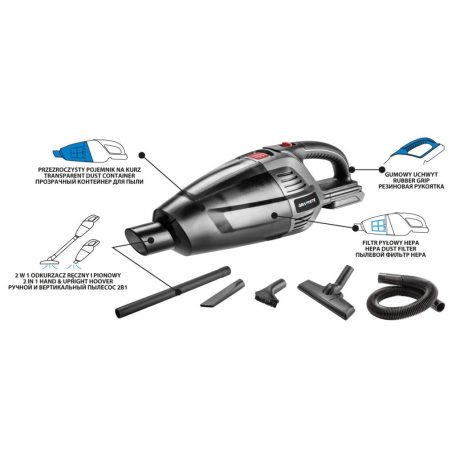 GRAPHITE Akkus kézi és padló porszívó 2az1-ben, Energy+ 18V, 3, 8kPa akku nélkül!!! 3 év garanciával 58G097