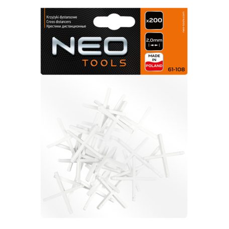 NEO TOOLS Hézagoló-, fugakereszt - 2mm, 200db 61-108