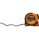 NEO TOOLS Mérőszalag, 7,5m/25mm, erősített rugós, acél, fekete szalag fehér nagyított skálával, mágneses, autostop+rögzítő 67-244