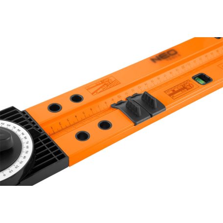 NEO TOOLS Szögmérő alumínium házas, vízmértékkel, jelölő ceruzával 72-225