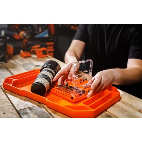 NEO TOOLS Műszerész, precíziós csavarhúzókészlet, bitekkel, nyéllel és hosszabbító szárakkal, 45db-os 06-111-1