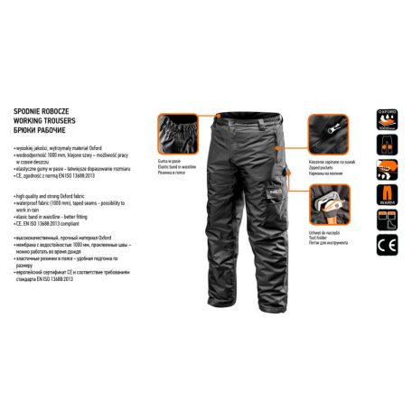 NEO TOOLS Extrán szigetelt Munkásnadrág, oxford szövet, XL 81-565-XL