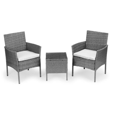 Rattan hatású kerti bútor szett – asztal és székek, szürke, MultiGarden