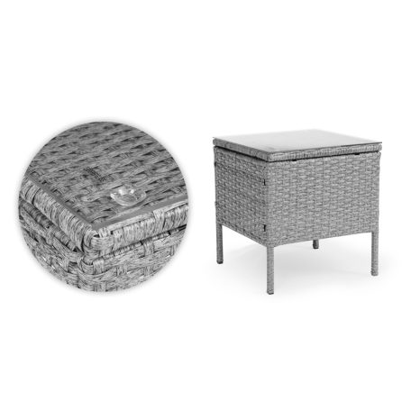 Rattan hatású kerti bútor szett – asztal és székek, szürke, MultiGarden