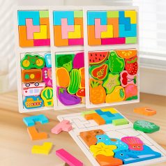   Színes 3D Fa Puzzle - Fejlesztő Játék Gyerekeknek, Fejleszti az Intelligenciát és Kreativitást