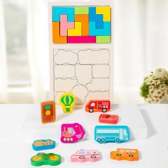   Színes 3D Fa Puzzle - Fejlesztő Játék Gyerekeknek, Fejleszti az Intelligenciát és Kreativitást