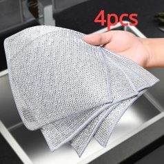   4 csomag nylon, ultravékony mikroszálas acélgyapjú szappanpárna, akvárium tisztító eszköz