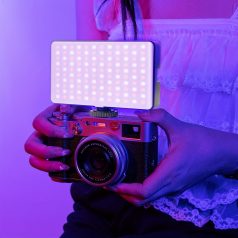   Hordozható LED-fényképezőgép lámpa, 0-360 színes panelvloggáshoz, fotózáshoz, videokonferenciához