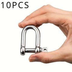   10db M6 rozsdamentes acél D-bilincs, nagy teherbírású D gyűrűs bilincszár kapocs
