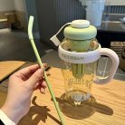 Nagy kapacitású 1200 ml-es műanyag sport vizespalack fogantyúval és szívószállal