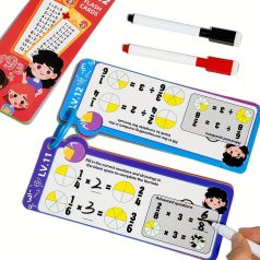   Matematikai Kártya Készlet - Összeadás, Kivonás, Szorzás, Osztás és Tört Önellenőrző Tanulóeszköz