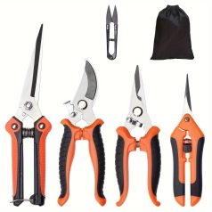   5 darabos Ergonomikus Kerti Szerszámkészlet Rozsdamentes Acél Metszőollóval, Magas Minőségű Pengékkel és Tárolótáskával