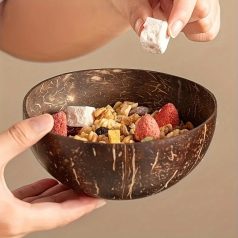   2 darabos Kókuszdióhéj Tál Kanállal (1 db tál, 1 db kanál)