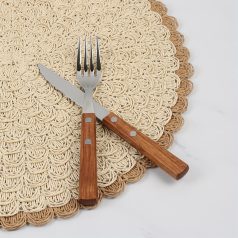   4 darabos Boho Chic Szett Fonott Vászon Kerek Tányéralátét