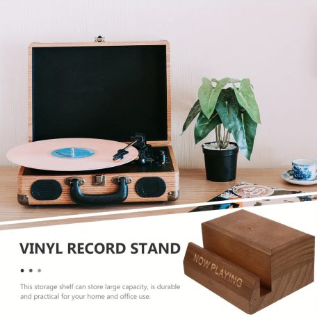 Prémium Fekete Fa Vinyl Lemez és CD Tároló Polc