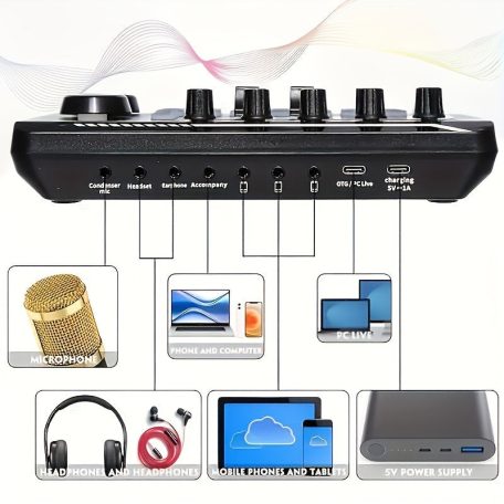 LED hangkeverő pult – multi-effekt audio vezérlés hangerővel, basszussal, track módokkal
