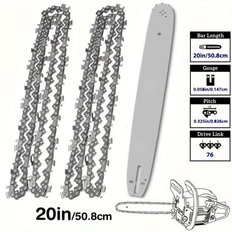 50.8cm-es láncfűrész vezető rúd és lánc készlet